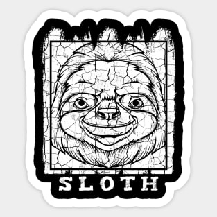 Vintage Sloth Face Lazy Retro Style Sticker